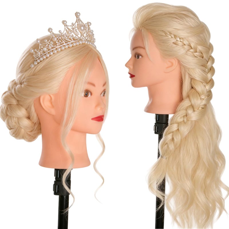 Beauty Star Mannequin Head, Beauty Star 24 Inch Creamy-White Long Hair Styling Training Head Manikin Cosmetology Doll Head with Clamp Stand and Accessories (Suitable for Straightening, Curling, Perming) - Image 3